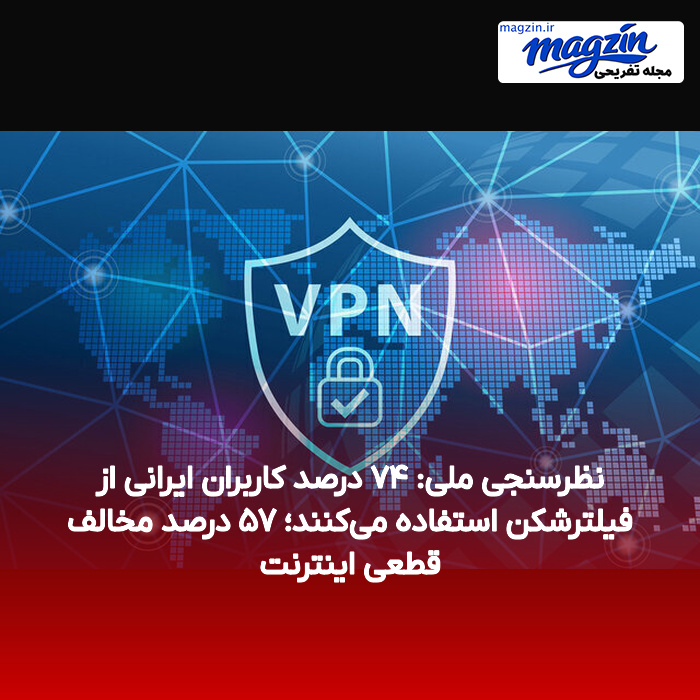نظرسنجی ملی: ۷۴ درصد کاربران ایرانی از فیلترشکن استفاده می‌کنند؛ ۵۷ درصد مخالف قطعی اینترنت