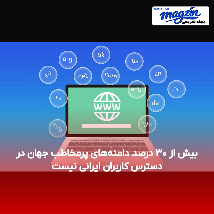 بیش از ۳۰ درصد دامنه‌های پرمخاطب جهان در دسترس کاربران ایرانی نیست